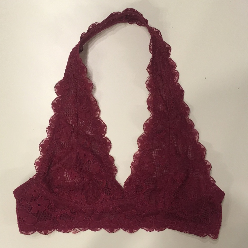 Red Lace Halter Bra Top